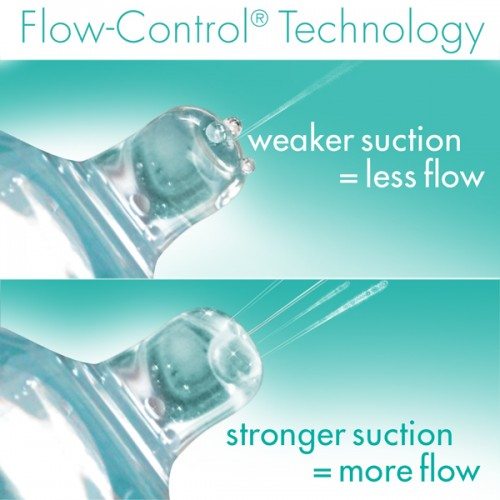 Flow-control Technology allows baby to control feeding pace and flow with suction strength.