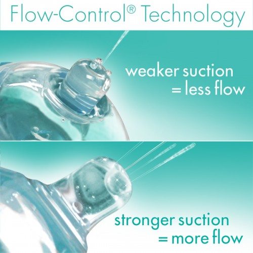 Flow-control Technology allows baby to control feeding pace and flow with suction strength.