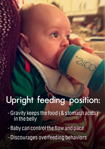 Upright feeding position